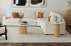 Sylvie 38” Modern Round Coffee Table with Marble Look Top – Natural  | Table à café ronde moderne Sylvie de 38 po avec dessus en imitation de marbre - naturelle