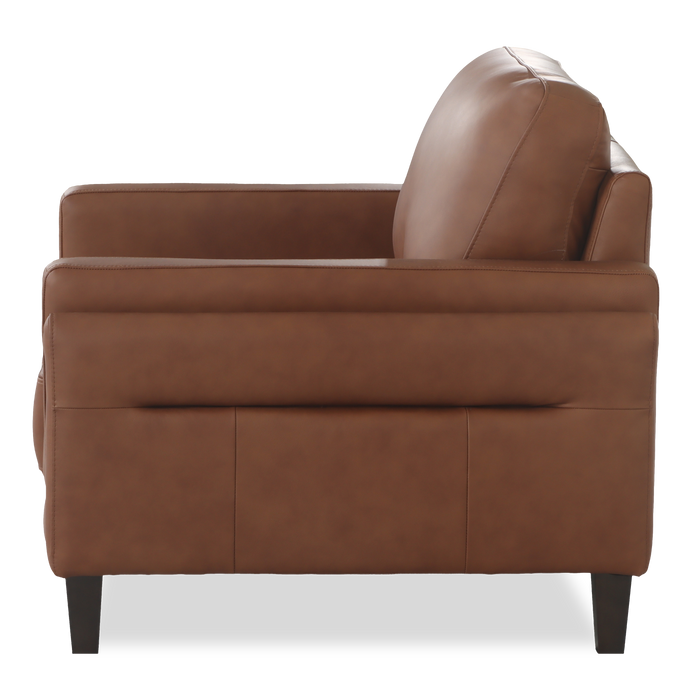 Chateau d’Ax Venice 39\" 100% Genuine Leather Accent Chair – Light Brown 