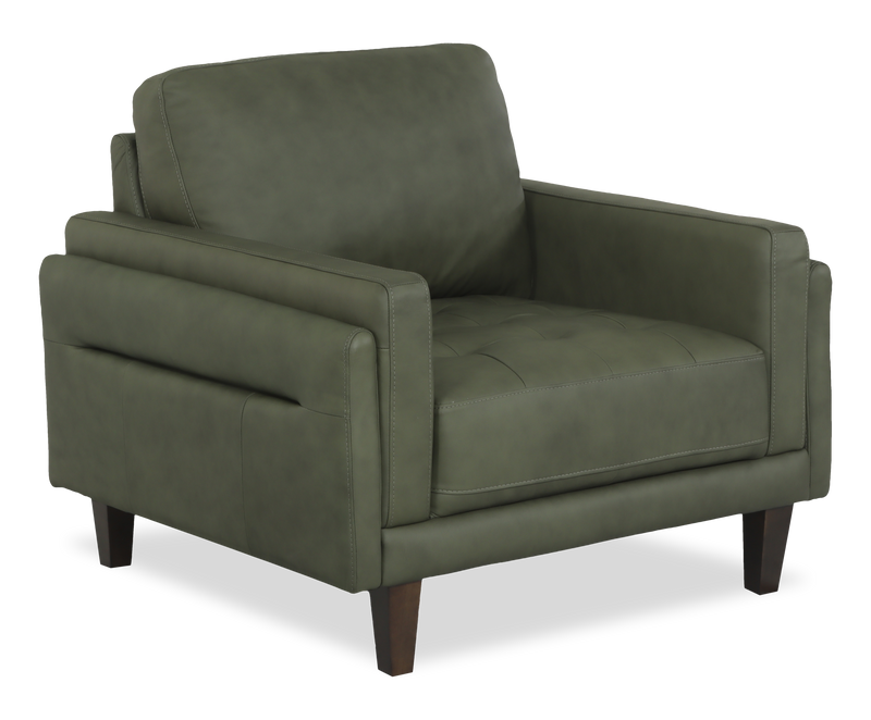 Chateau d’Ax Venice 39\" 100% Genuine Leather Accent Chair – Green 