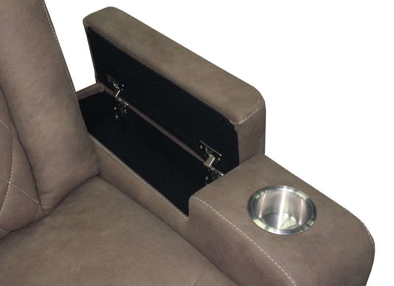 Venture 35.83” Faux Suede Reclining Chair with Storage and Cupholders - Chocolate