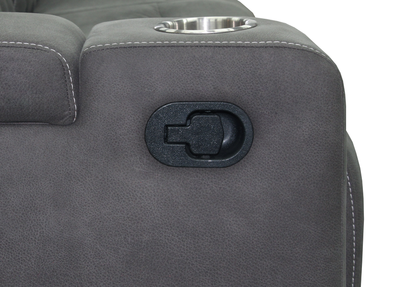 Venture 70.08” Faux Suede Reclining Loveseat with Storage and Cupholders - Grey