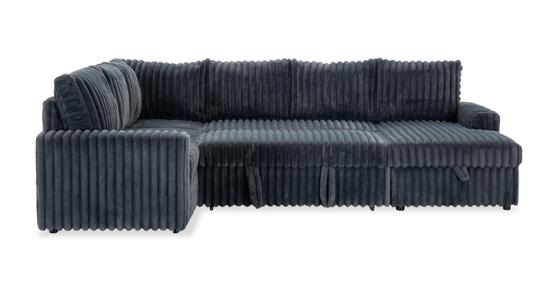 Winston 3-Piece Right-Facing Fabric Sleeper Sectional with Storage Chaise – Slate