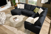 Made in Canada Customizable Sofa Lab Round 38" Fabric Ottoman – Fog Accent Fabric | Pouf courbé personnalisable de Sofa Lab de 38 po fabriqué au Canada en tissu - tissu décoratif Fog
