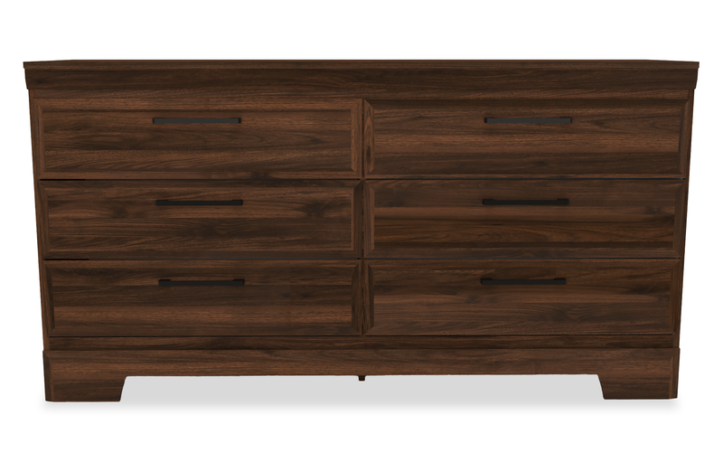 Yorkdale 5pc Bedroom Set with Panel Bed, Dresser & Mirror, Walnut Brown - Queen Size