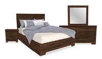 Yorkdale 6pc Set, 6-Drawer Bed, Dresser, Mirror, Nightstand - Walnut Brown - Full Size 