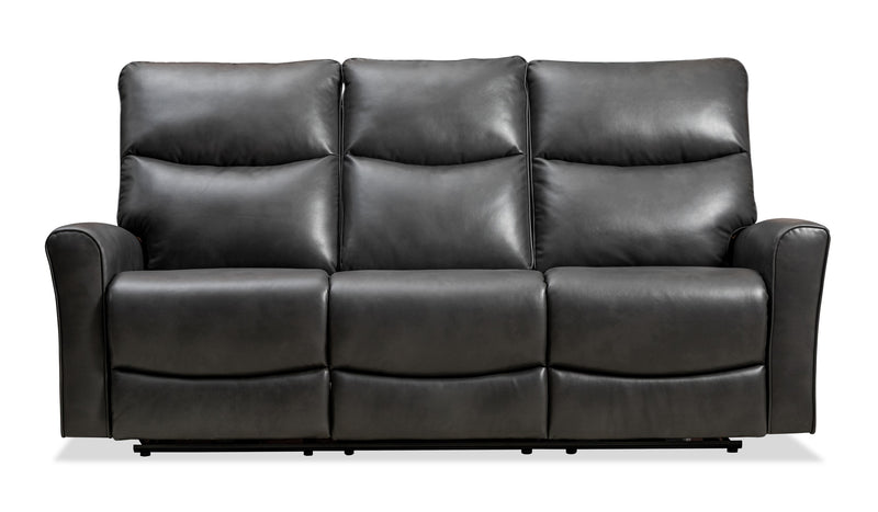 Quest 82.5\" Leather-Look Fabric Power Reclining Sofa - Grey
