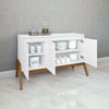 Manhattan Comfort Mid-Century Modern Gales 48.50” Sideboard with Solid Wood Legs - Matte White|Desserte moderne du milieu du 20e siècle Gales de Manhattan Comfort de 48,50 po avec pattes en bois massif - blanc mat