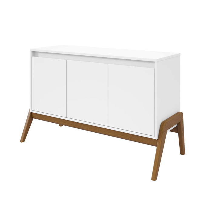Manhattan Comfort Mid-Century Modern Gales 48.50” Sideboard with Solid Wood Legs - Matte White