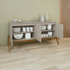 Manhattan Comfort Mid-Century Modern Gales 63.32” Sideboard with Solid Wood Legs - Greige|Desserte Gales de Manhattan Comfort de 63,32 po de style moderne du milieu du 20e siècle avec pattes en bois massif - greige