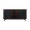 Manhattan Comfort Duane 59.05” Modern Ribbed Sideboard with Adjustable Shelves - Dark Brown & Black|Desserte moderne Duane de Manhattan Comfort de 59,05 po avec cannelures et tablettes réglables - brun foncé et noire