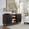 Manhattan Comfort Duane 59.05” Modern Ribbed Sideboard with Adjustable Shelves - Dark Brown & Black|Desserte moderne Duane de Manhattan Comfort de 59,05 po avec cannelures et tablettes réglables - brun foncé et noire