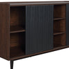 Manhattan Comfort Duane 59.05” Modern Ribbed Sideboard with Adjustable Shelves - Dark Brown & Black|Desserte moderne Duane de Manhattan Comfort de 59,05 po avec cannelures et tablettes réglables - brun foncé et noire