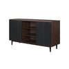 Manhattan Comfort Duane 59.05” Modern Ribbed Sideboard with Adjustable Shelves - Dark Brown & Black|Desserte moderne Duane de Manhattan Comfort de 59,05 po avec cannelures et tablettes réglables - brun foncé et noire