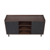 Manhattan Comfort Duane 59.05” Modern Ribbed Sideboard with Adjustable Shelves - Dark Brown & Black|Desserte moderne Duane de Manhattan Comfort de 59,05 po avec cannelures et tablettes réglables - brun foncé et noire