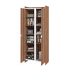 Manhattan Comfort Mid-Century Modern Ratzer Storage Cabinet with 11 Shelves - Brown & White|Armoire de rangement Ratzer de Manhattan Comfort de style moderne du milieu du 20e siècle avec 11 tablettes - brune et blanche