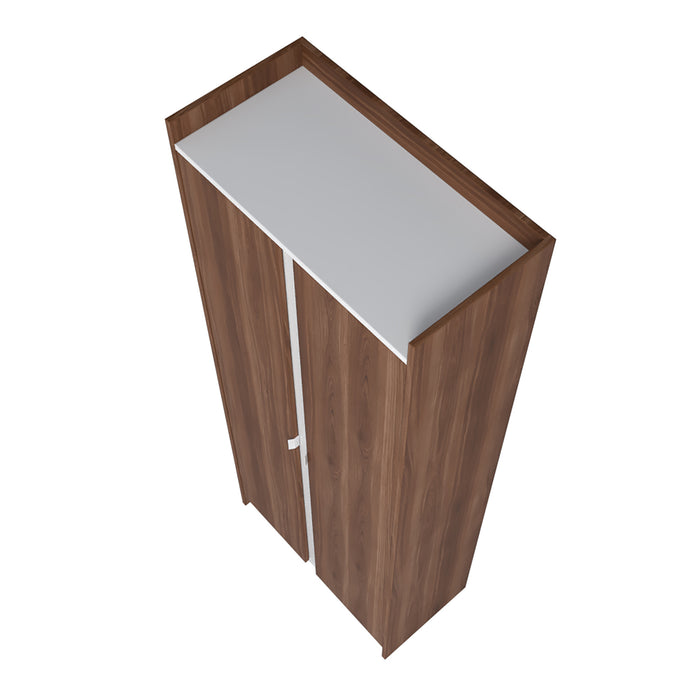 Manhattan Comfort Mid-Century Modern Ratzer Storage Cabinet with 11 Shelves - Brown & White