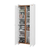 Manhattan Comfort Mid-Century Modern Ratzer Storage Cabinet with 11 Shelves - White & Brown|Armoire de rangement Ratzer de Manhattan Comfort de style moderne du milieu du 20e siècle avec 11 tablettes - blanche et brune