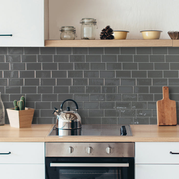 Smart Tiles Peel and Stick 4-Sheet 12 x 9 Backsplash - Metro Grigio