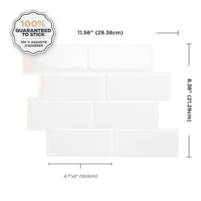 Smart Tiles Peel and Stick 4-Sheet 12 x 9 Backsplash - Metro Blanco