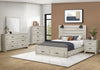 Soren 6pc Bedroom Set with Storage Bed, Dresser, Mirror & Nightstand, LED, Bleached Oak - Queen | Ensemble de chambre à coucher Soren 6 pièces avec lit de rangement, commode, miroir, table de nuit et éclairage à DEL , chêne blanchi - grand lit