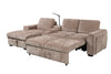 Sunset Linen-Look Fabric Left-Facing Sleeper Sectional with Storage and Built-In LED Lighting – Taupe | Sofa-lit sectionnel de gauche Sunset en tissu d’apparence lin avec ports USB - taupe