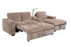 Sunset Linen-Look Fabric Right-Facing Sleeper Sectional with Storage and Built-In LED Lighting – Taupe | Sofa-lit sectionnel de droite Sunset en tissu d’apparence lin avec ports USB - taupe