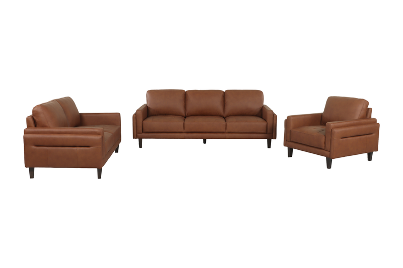 Chateau d’Ax Venice 39\" 100% Genuine Leather Accent Chair – Light Brown 