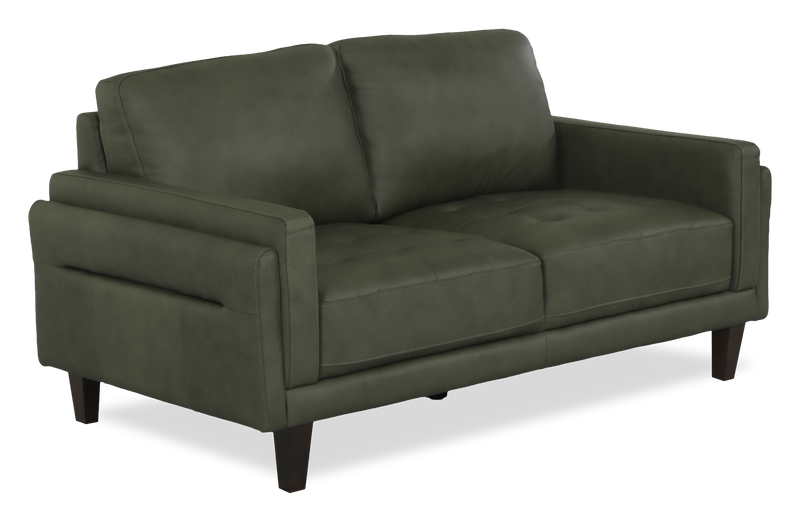 Chateau d’Ax Venice 65\" 100% Genuine Leather Loveseat – Green  