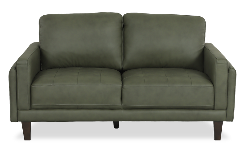 Chateau d’Ax Venice 65\" 100% Genuine Leather Loveseat – Green  