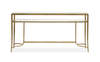Avondale 60" Glam Glass Sofa Table with Shelf - Burnished Brass |  Table de salon somptueuse Avondale de 60 po en verre avec tablette - laiton poli