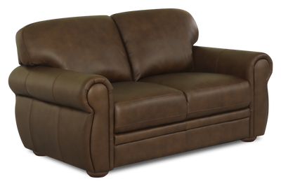 Chateau d’Ax Porto 62" Traditional Genuine Leather Loveseat - Chocolate | Causeuse traditionnelle Porto de Château d’Ax de 62 po en cuir véritable - chocolat