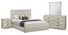 Soren 6pc Bedroom Set with Panel Bed, Dresser, Mirror & Nightstand, Bleached Oak - Queen Size | Ensemble de chambre à coucher Soren 6 pièces avec lit à panneaux, commode, miroir et table de nuit, chêne blanchi - format grand lit