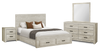 Soren 6pc Bedroom Set with Storage Bed, Dresser, Mirror & Nightstand, Bleached Oak - Queen Size | Ensemble de chambre à coucher Soren 6 pièces avec lit de rangement, commode, miroir et table de nuit, chêne blanchi - format grand lit