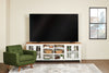 Sterling 95.83" Modern TV Stand with Storage and Cable Management for TVs up to 100" – Brown & White | Meuble pour téléviseur moderne Sterling de 95.83 po avec rangement et système de gestion des câbles pour téléviseurs jusqu’à 100 po - brun et blanc