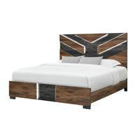 Titanium Panel Bed with Headboard & Frame, LED, Modern, Brown - King Size 