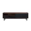 Manhattan Comfort Duane 59.25" Modern Ribbed TV Stand - Dark Brown & Black|Meuble pour téléviseur moderne Duane de Manhattan Comfort de 59,25 po avec cannelures - brun foncé et noir