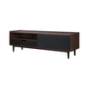 Manhattan Comfort Duane 59.25" Modern Ribbed TV Stand - Dark Brown & Black|Meuble pour téléviseur moderne Duane de Manhattan Comfort de 59,25 po avec cannelures - brun foncé et noir