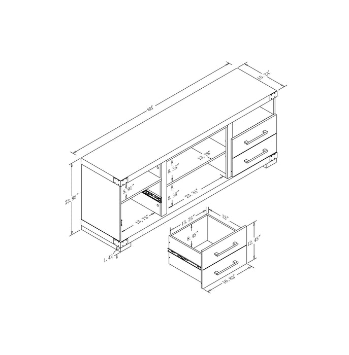 Manhattan Comfort Richmond 60\" TV Stand with 2 Drawers & 4 Shelves - Brown