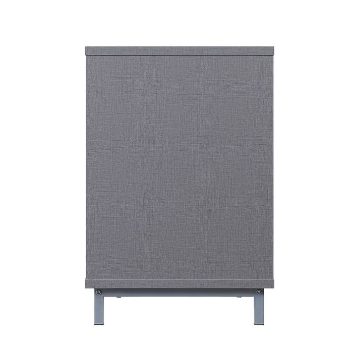 Manhattan Comfort Brighton 60\" TV Stand with Glass Shelves & Media Wire Management - Grey