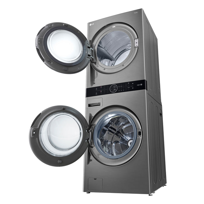 LG 5.2 Washer/7.4 Dryer Cu. Ft. Front-Load WashTower® with TurboWash® and TurboSteam® - Graphite Steel - WKEX200HVA