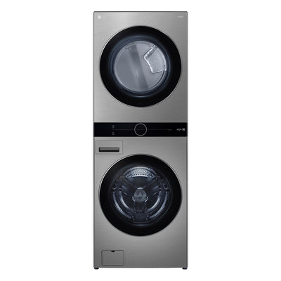 LG 5.2 Washer/7.4 Dryer Cu. Ft. Front-Load WashTower® with TurboWash® and TurboSteam® - Graphite Steel - WKEX200HVA | Tour de lavage LG à chargement frontal avec laveuse de 5,2 pi³ et sécheuse de 7,4 pi³ - acier graphite - WKEX200HVA