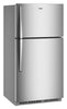Whirlpool 32.8" 21 Cu. Ft. Top Freezer Refrigerator - Fingerprint Resistant Stainless - WRTX7421TZ | Réfrigérateur Whirlpool de 21 pi³ et de 32,8 po à congélateur supérieur - acier inoxydable résistant aux traces de doigts - WRTX7421TZ