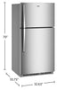 Whirlpool 32.8" 21 Cu. Ft. Top Freezer Refrigerator - Fingerprint Resistant Stainless - WRTX7421TZ | Réfrigérateur Whirlpool de 21 pi³ et de 32,8 po à congélateur supérieur - acier inoxydable résistant aux traces de doigts - WRTX7421TZ
