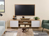 Kort & Co. Aiden 72" TV Stand with Storage and Cable Management for TVs up to 80"- Natural and White|Meuble pour téléviseur Aiden de Kort & Co. de 72 po avec rangement et système de gestion des câbles pour téléviseurs jusqu’à 80 po - naturel et blanc