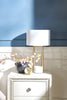 Alexis 26" Antiqued-Brass and Stone Table Lamp|Lampe de table Alexis de 26 po laiton antique et pierre