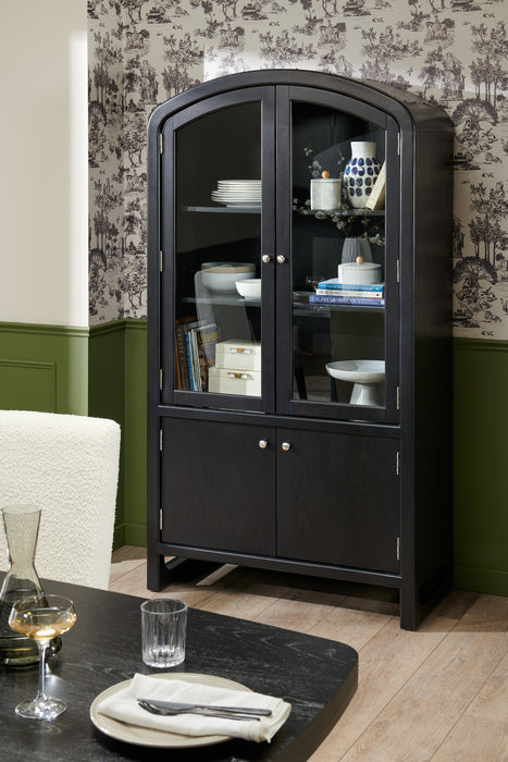 Alma Dining Curio Cabinet with Storage, 42\"W x 78\"H - Charcoal Black