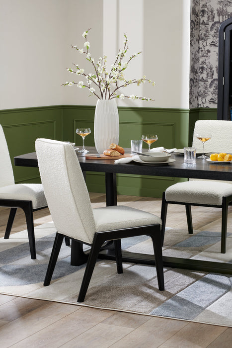 Alma Dining Chair with Boucle Fabric - Charcoal Black & White