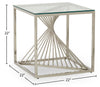 Andreas 22" Modern Glass Top End Table - Silver with Chrome Metal Base|Table de bout moderne Andreas de 22 po avec dessus en verre - argentée avec base en métal chromé