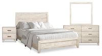 Arbor 6pc Bedroom Set with Panel Bed, Dresser, Mirror & Nightstand, Driftwood White - King Size