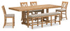 Archer 6pc Counter-Height Dining Package with 72-108" Extension Table, Bench & 4 Chairs - Light Brown | Ensemble de salle à manger Archer 6 pièces de hauteur comptoir avec table à rallonge, 72 po à 108 po, banc et 4 chaises - brun clair